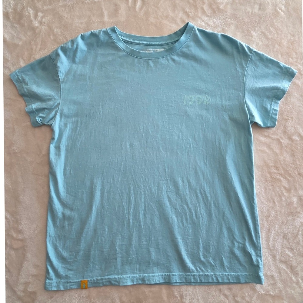 Dutch Bros Tone on Tone Graphic T-Shirt Light Blue Small 100% Cotton